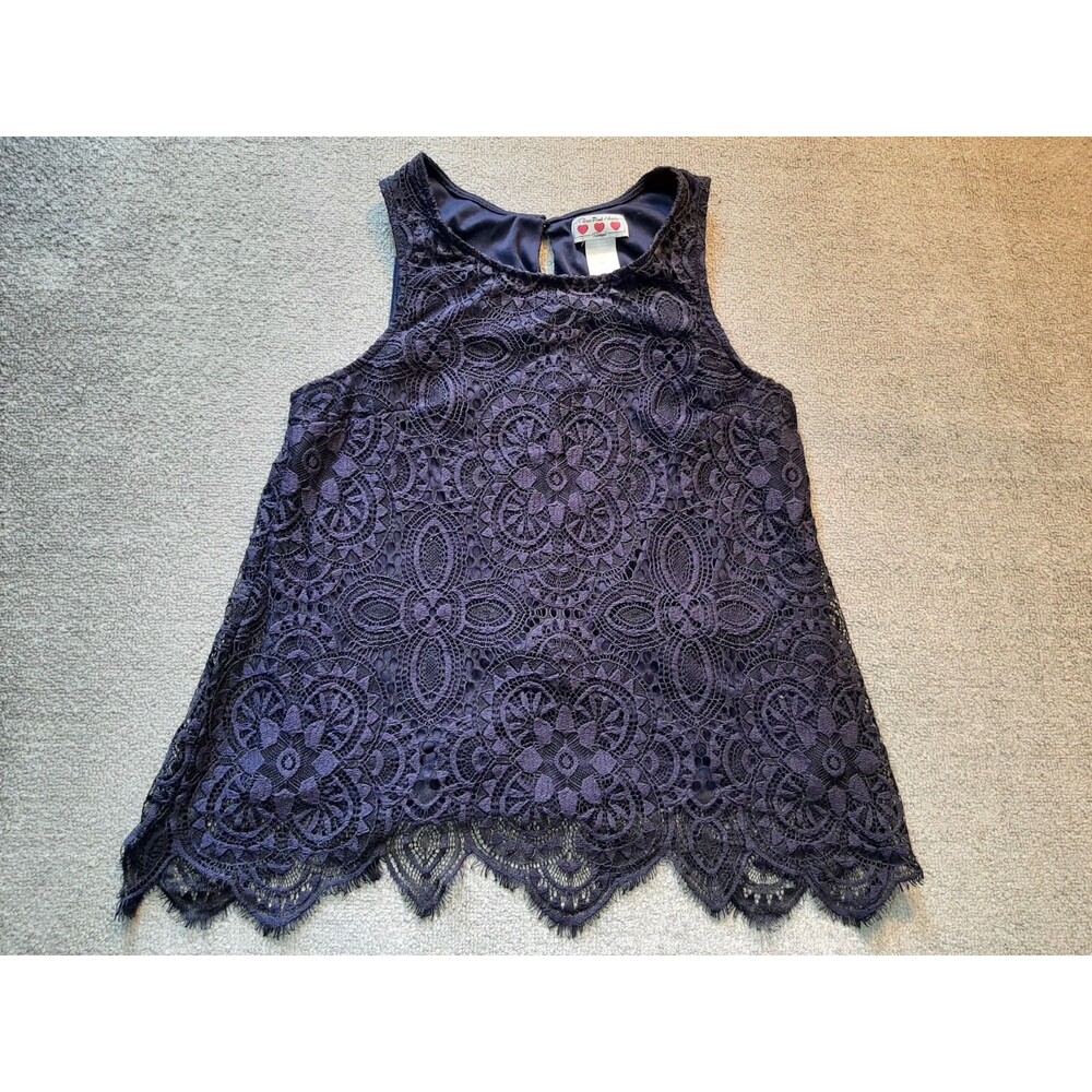 Three PINK HEARTS Medium M Sleeveless Laced Purple Womens